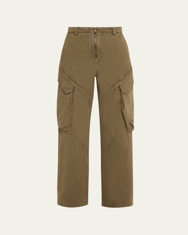 Garment-Dyed Zip-Front Cargo Pants